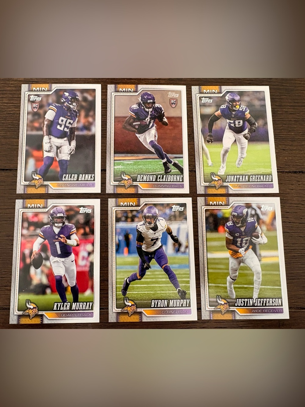 TOPPS MINNESOTA VIKINGS Set of 6 Football Trading Cards MINT